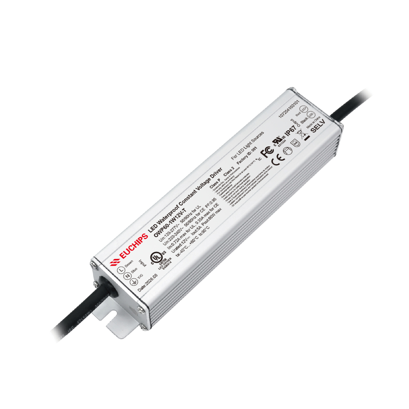 60W 12VDC Non-dimmable Waterproof CV Driver OWP60-1W12V-T Featured Image
